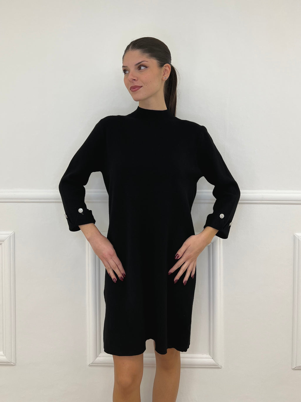 Abito in Maglia 9432 Nero