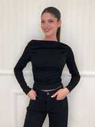 Maglia Barchetta Drappeggio 9795 Nero - Bazar Abbigliamento