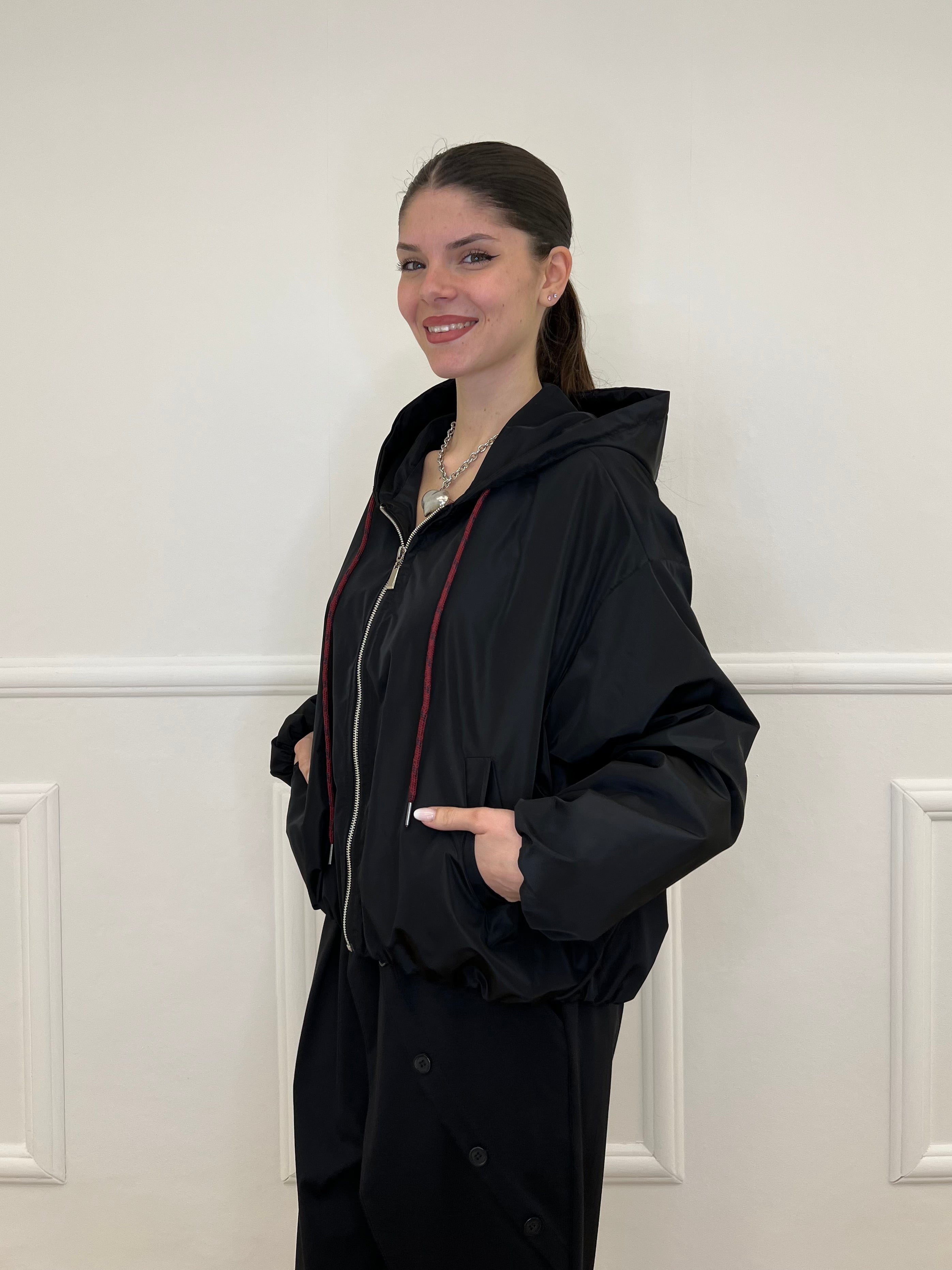 Giubbino Taffetà Cappuccio 5029 Nero