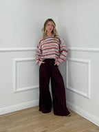 Maglia Righe Multicolor 37066 Burgundy
