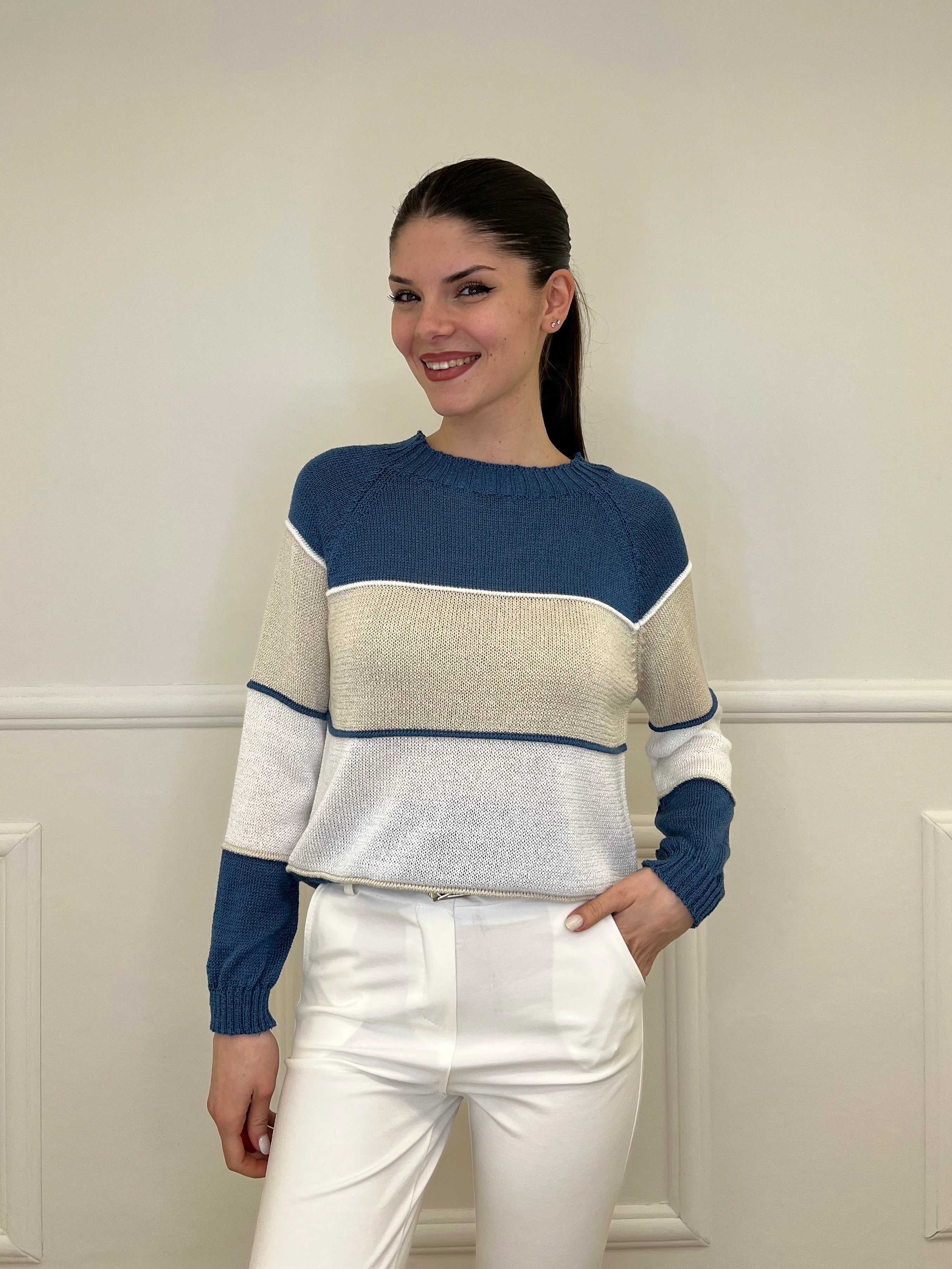 Maglia a Righe Profili 25031 Blu