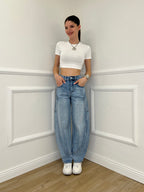 T-shirt Crop Lumina LC240001 Bianco