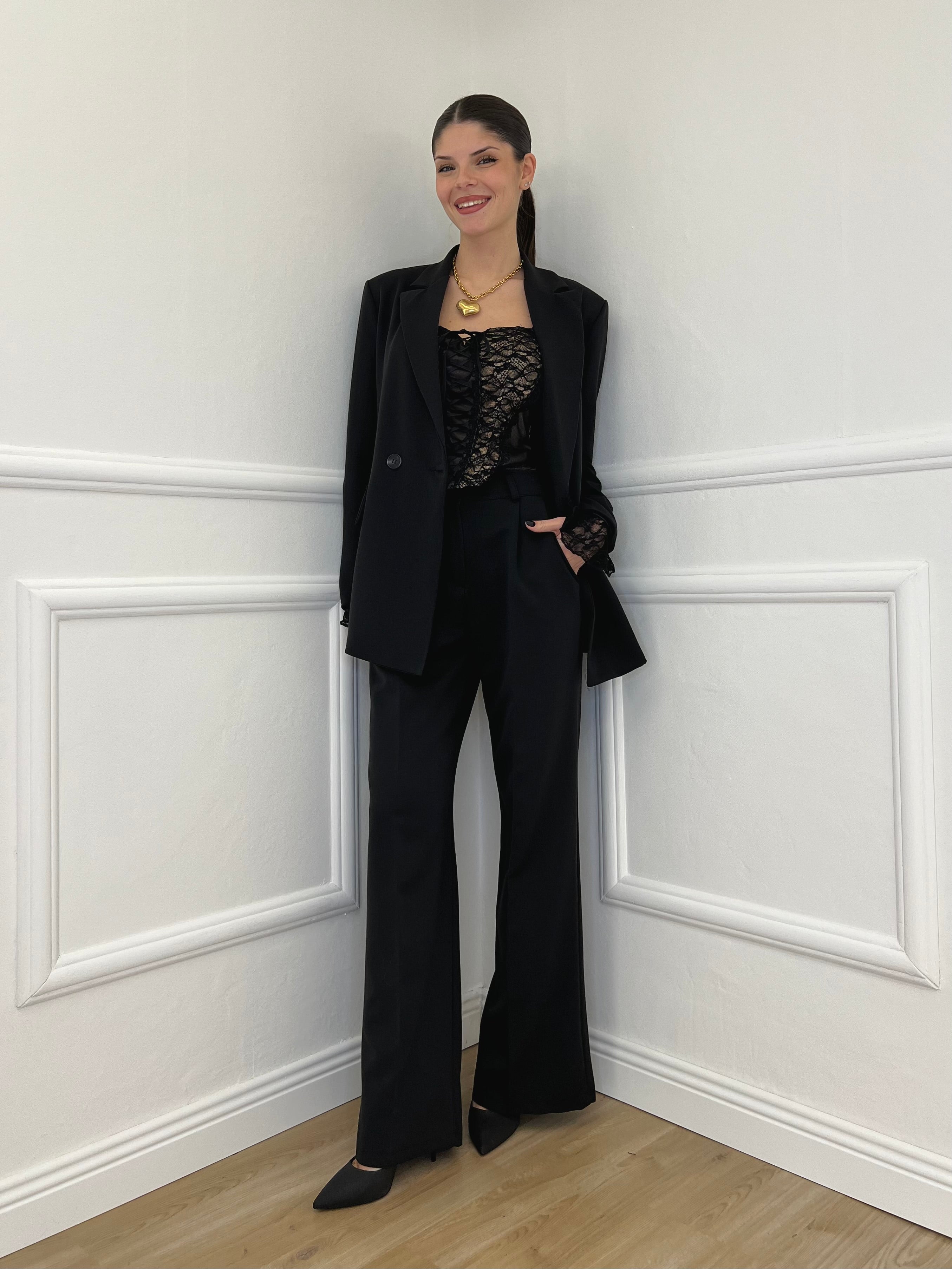 Top Bustier in Pizzo 7358 Nero