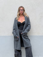 Cardigan Lana e Viscosa Bouclé 125 Grigio