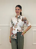 Camicia Fiori Inserti Sangallo 2340 Verde