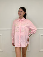 Maxi Camicia con Perle K880 Rosa