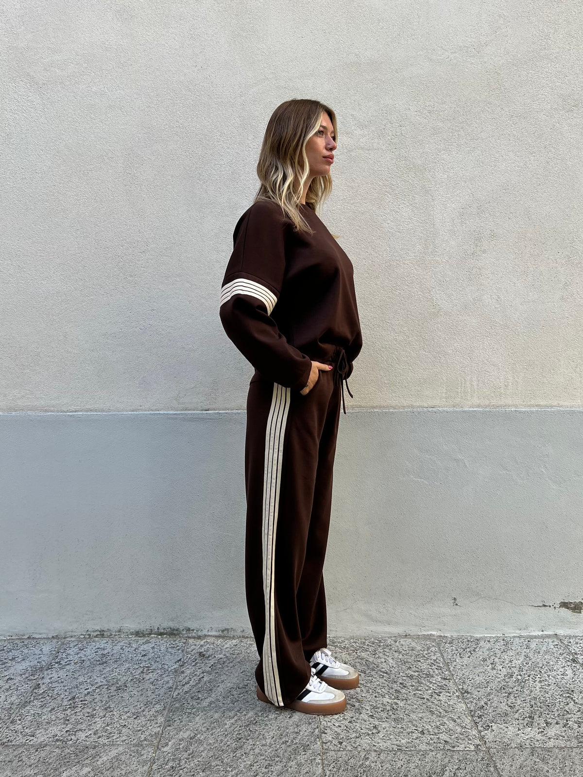 Tuta Viscosa Bande 23162 Marrone