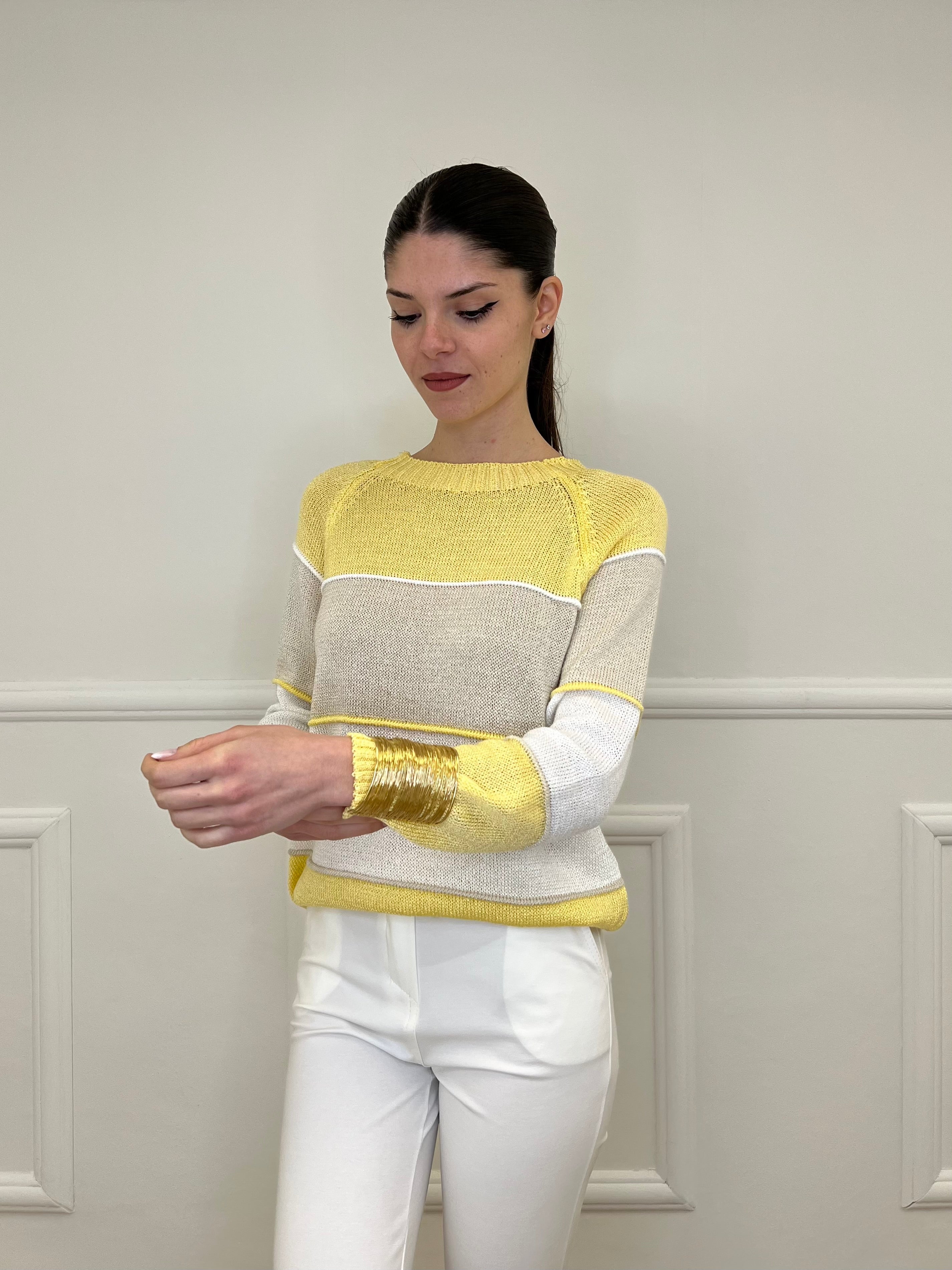 Maglia a Righe Profili 25031 Giallo