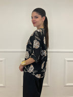 Camicia Strop Ricami e Paillettes 93-A03 Nero