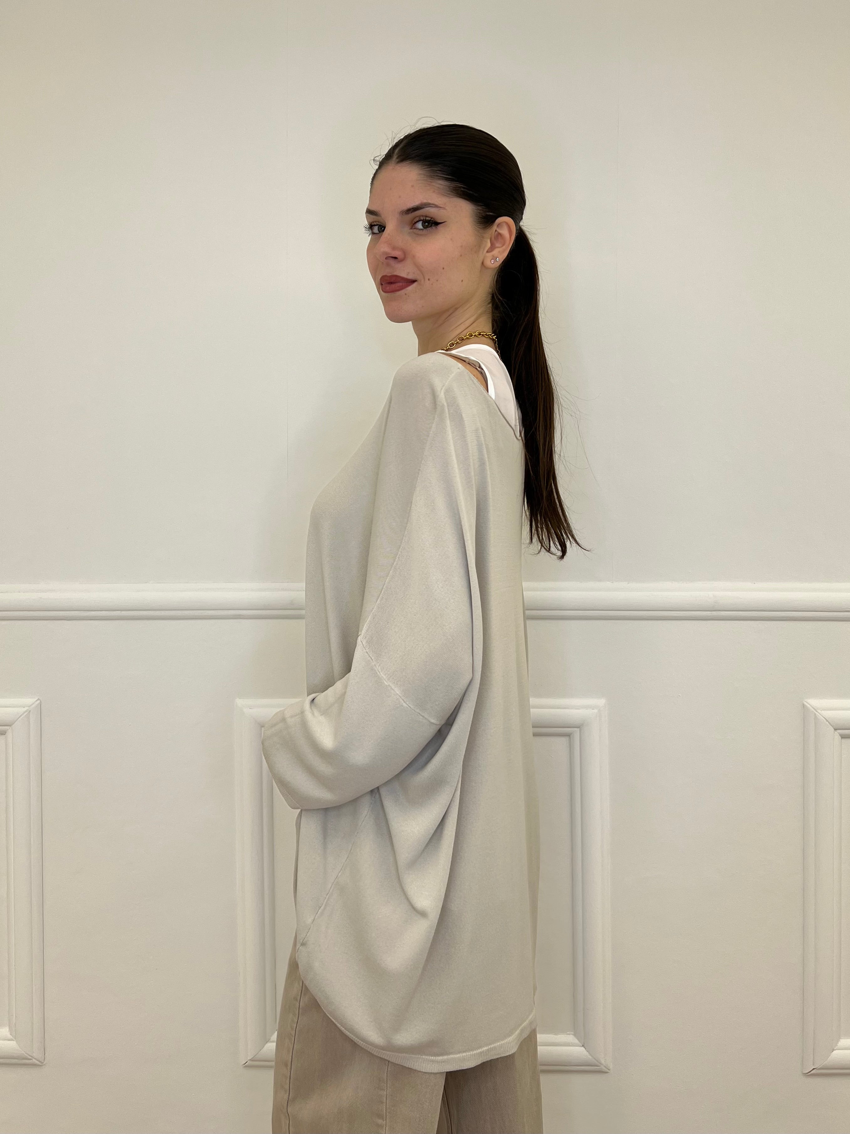 Twin Set Maxi Maglia e Canotta 53716 Ecru