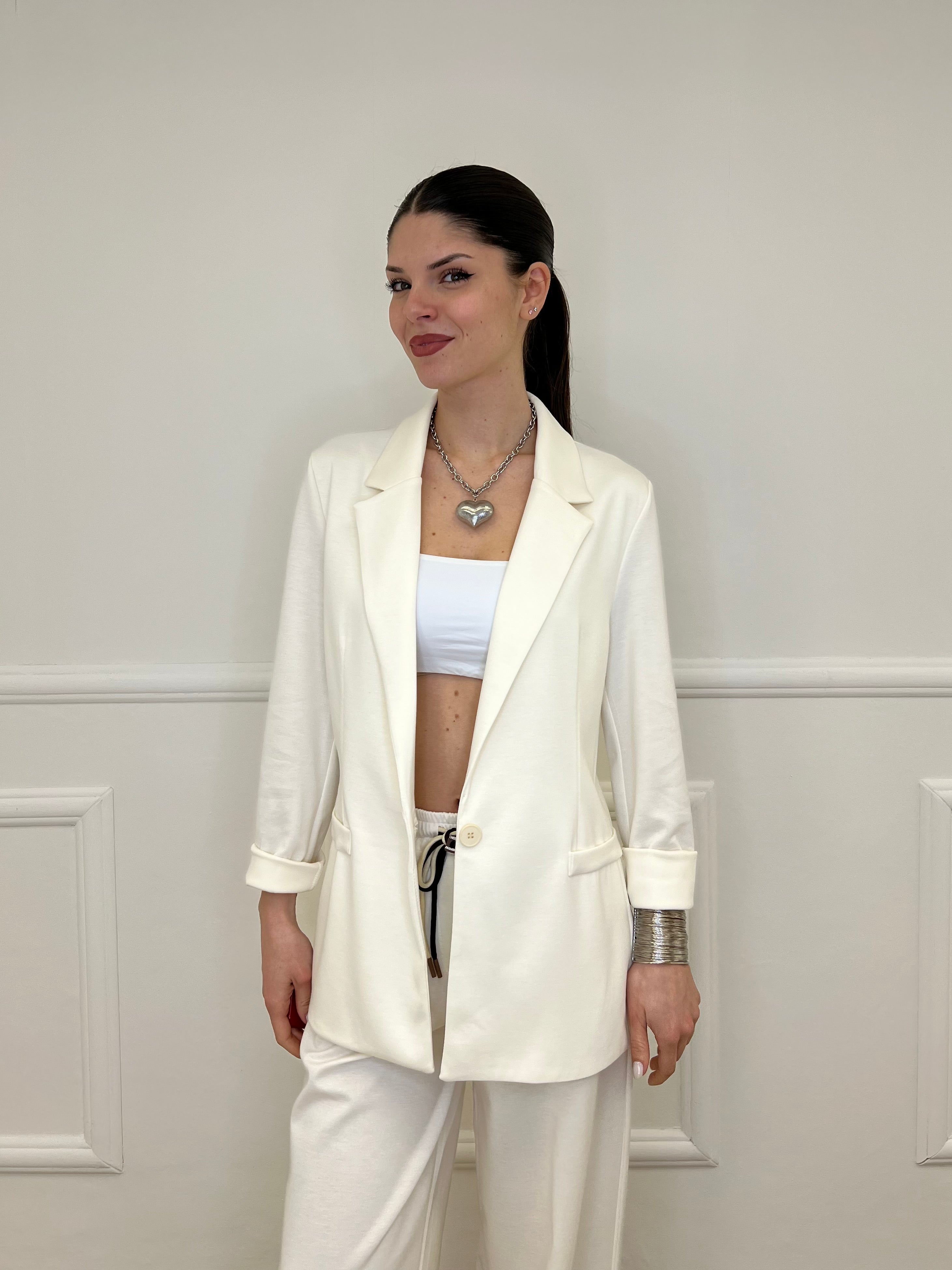 Blazer in Viscosa 27435 Panna