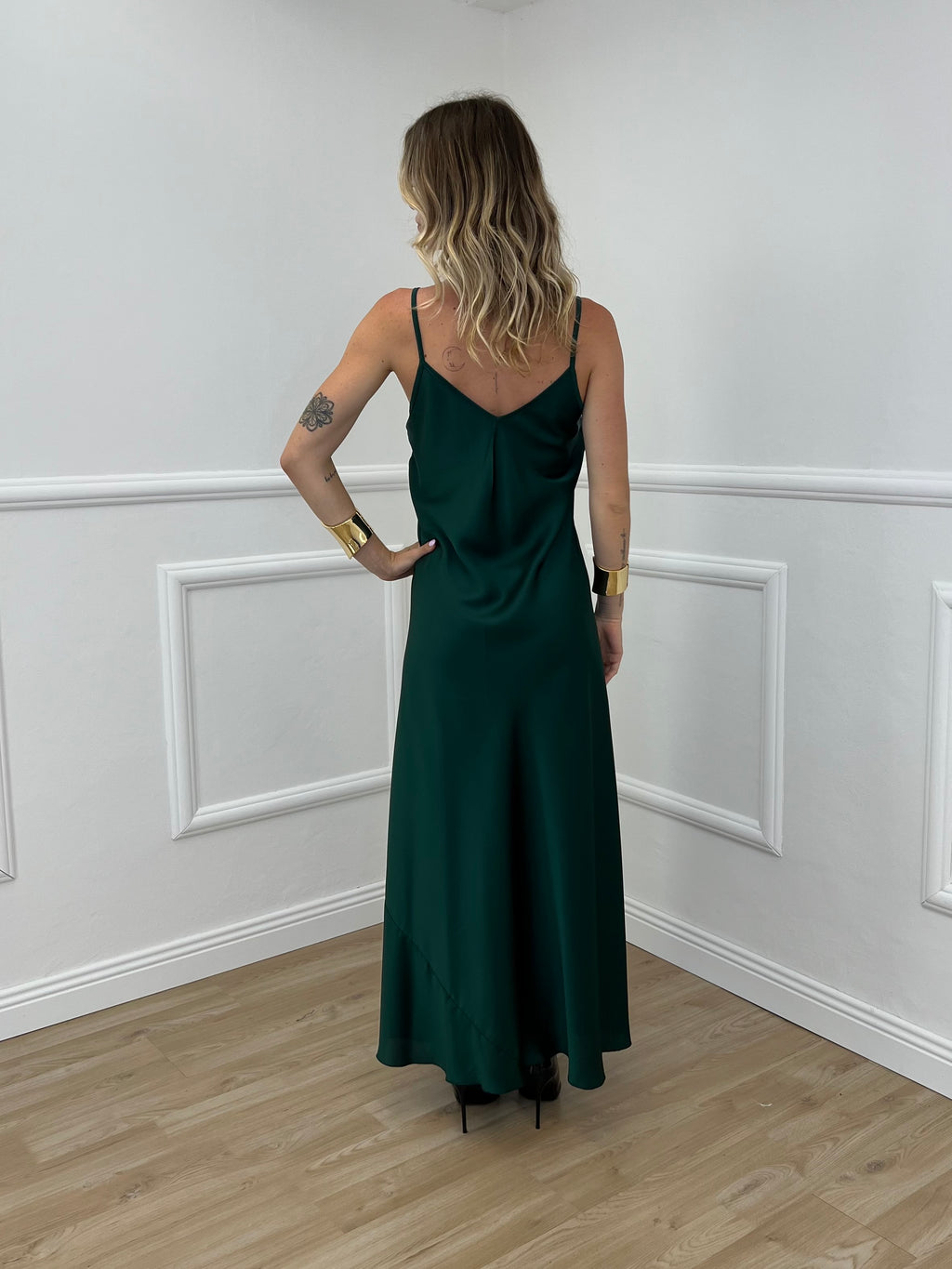 Vestito Satinato 1072 Verde Smeraldo