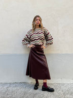 Gonna Midi Ecopelle 8066 Burgundy
