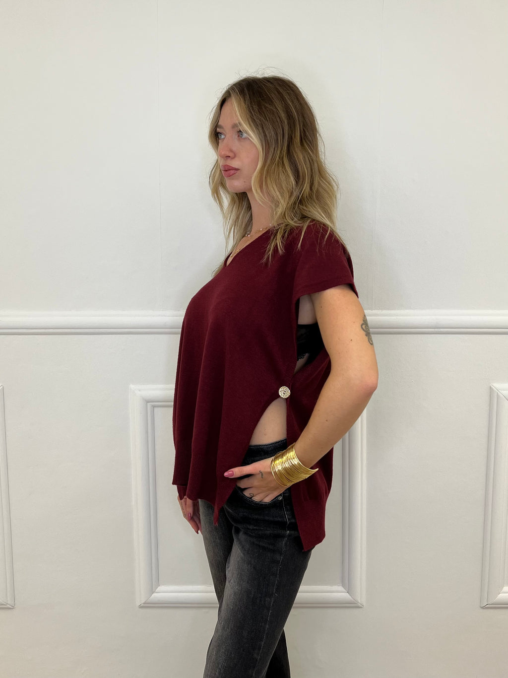 Maglia Viscosa e Alpaca con Bottoni 3502