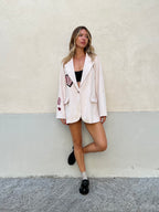 Blazer Corduroy con Ricami A8037 Panna