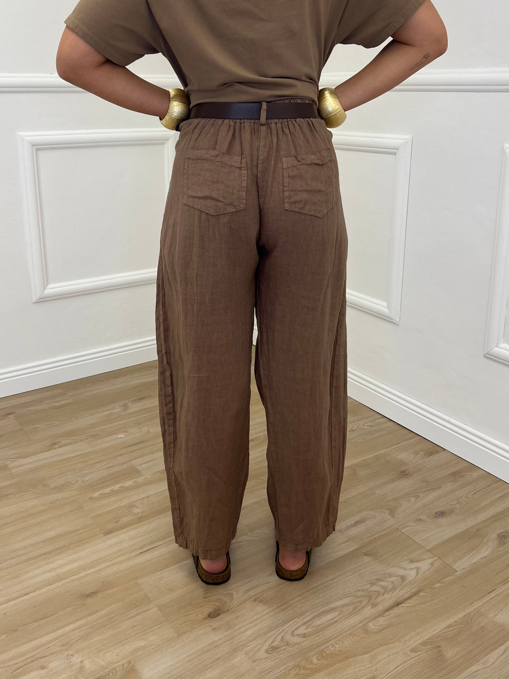 Pantalone Balloon Lino 6135 Coccio