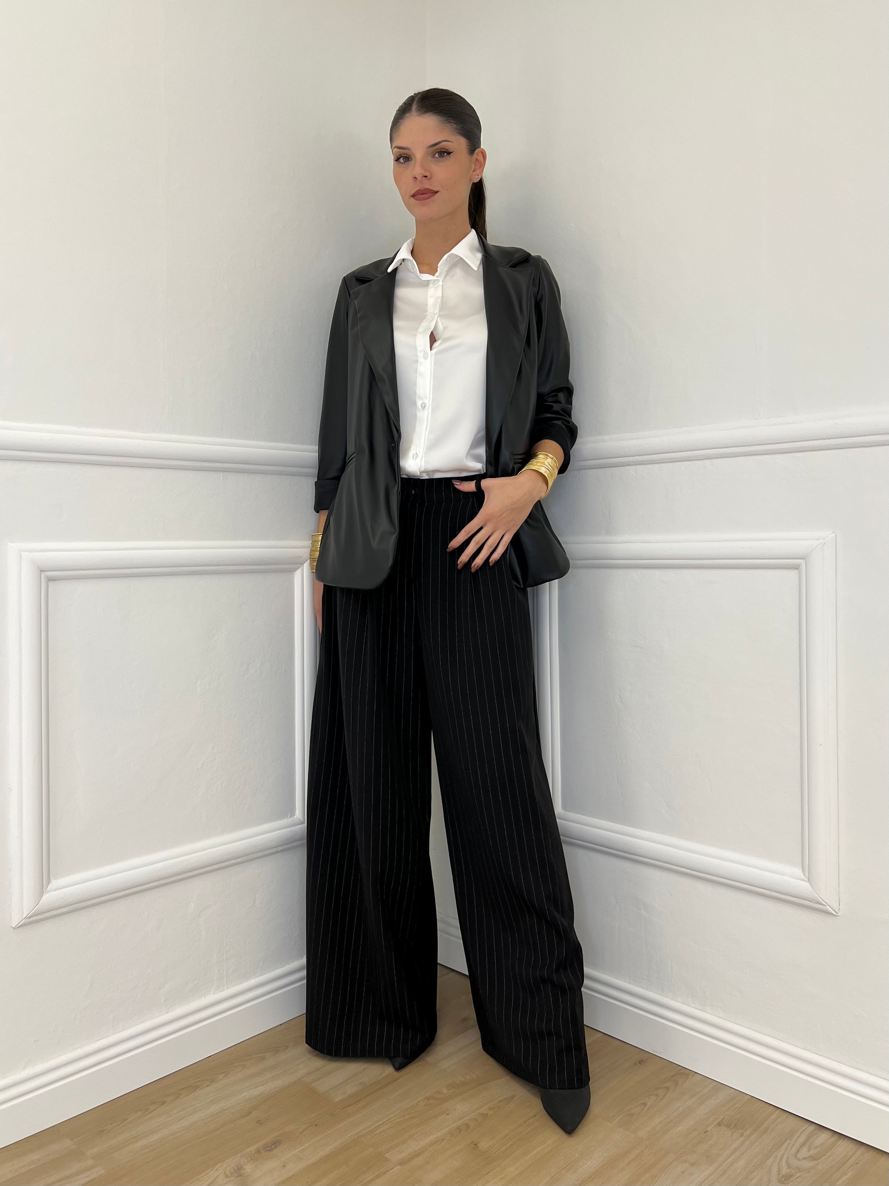 Pantalone Gessato 7158 Nero