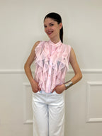 Camicia Smanicata Con Rouches 220-672 Rosa