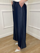 Panta Palazzo Coulisse Chambray 19157 Blu - Bazar Abbigliamento