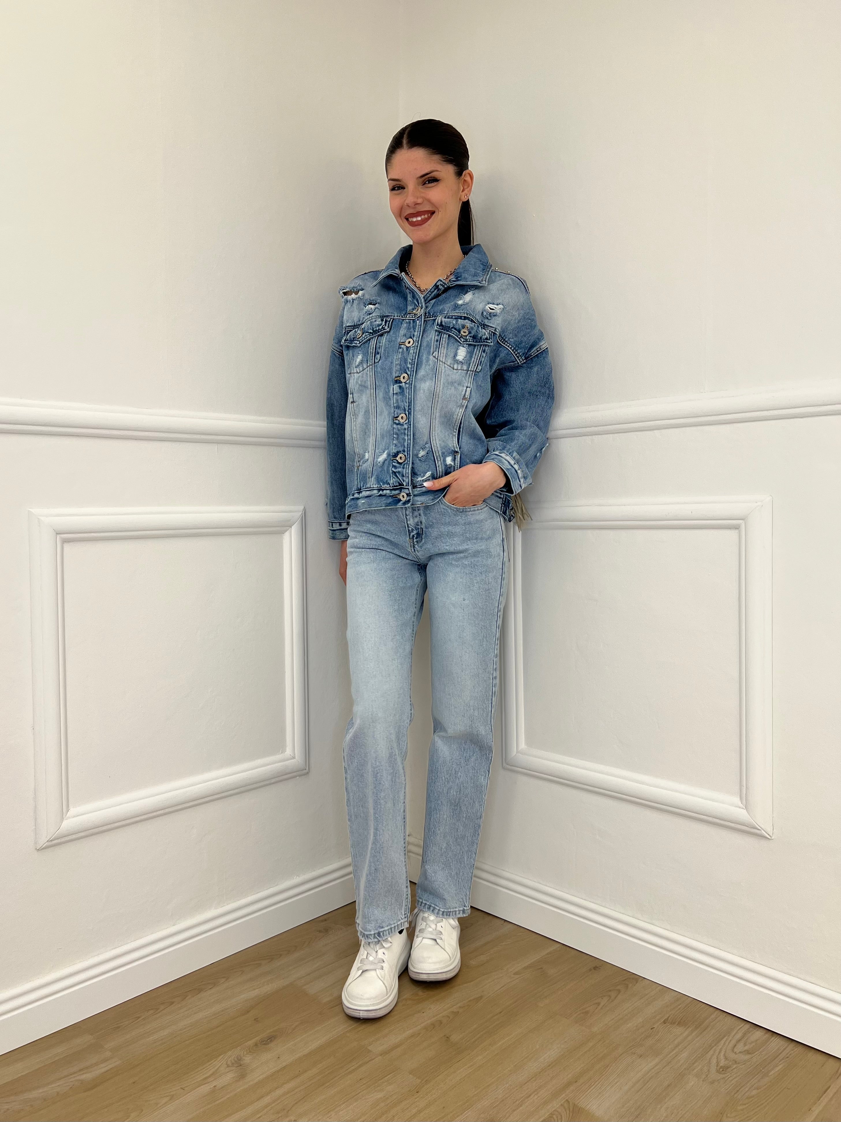 Jeans Ricamo Posteriore 5343 Azzurro