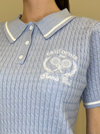 Polo in Maglia Jacquard L8086 Azzurro
