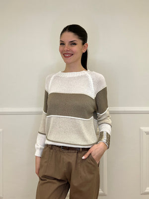 Maglia a Righe Profili 25031 Taupe