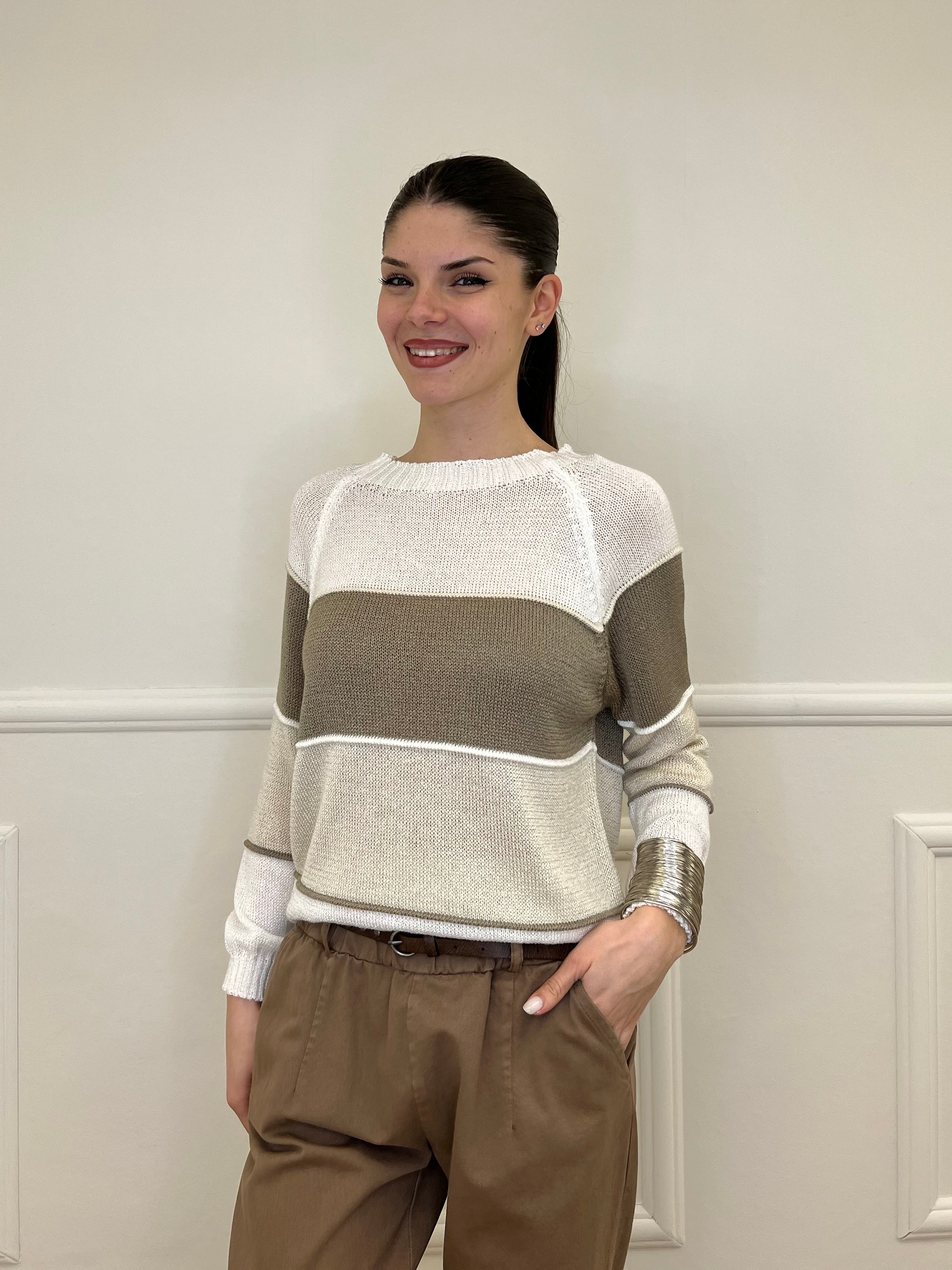 Maglia a Righe Profili 25031 Taupe