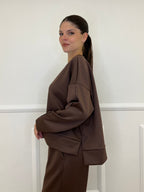 Felpa Over Spacchi 27580 Marrone - Bazar Abbigliamento