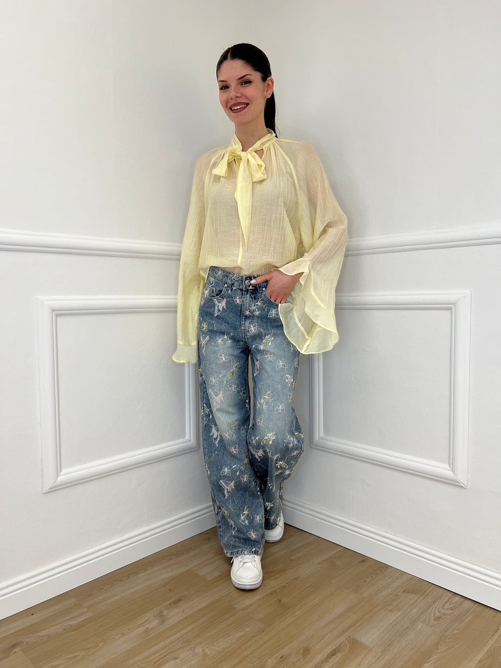 Camicia in Tencel con Fiocco 2608 Giallo