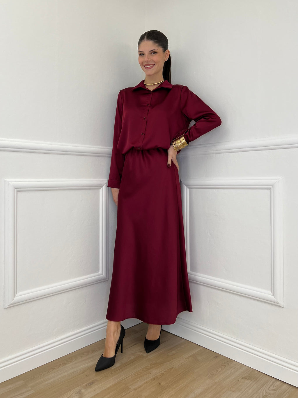 Camicia Satin 1081 Bordeaux