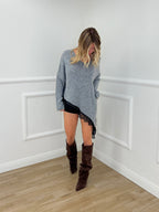 Maglia Lana Asimmetrica con Pizzo 25743 Grigio