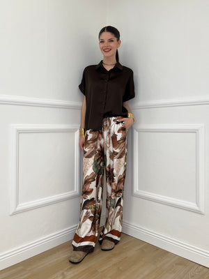 Completo Satin Pantalone Fantasia 17397 Moro
