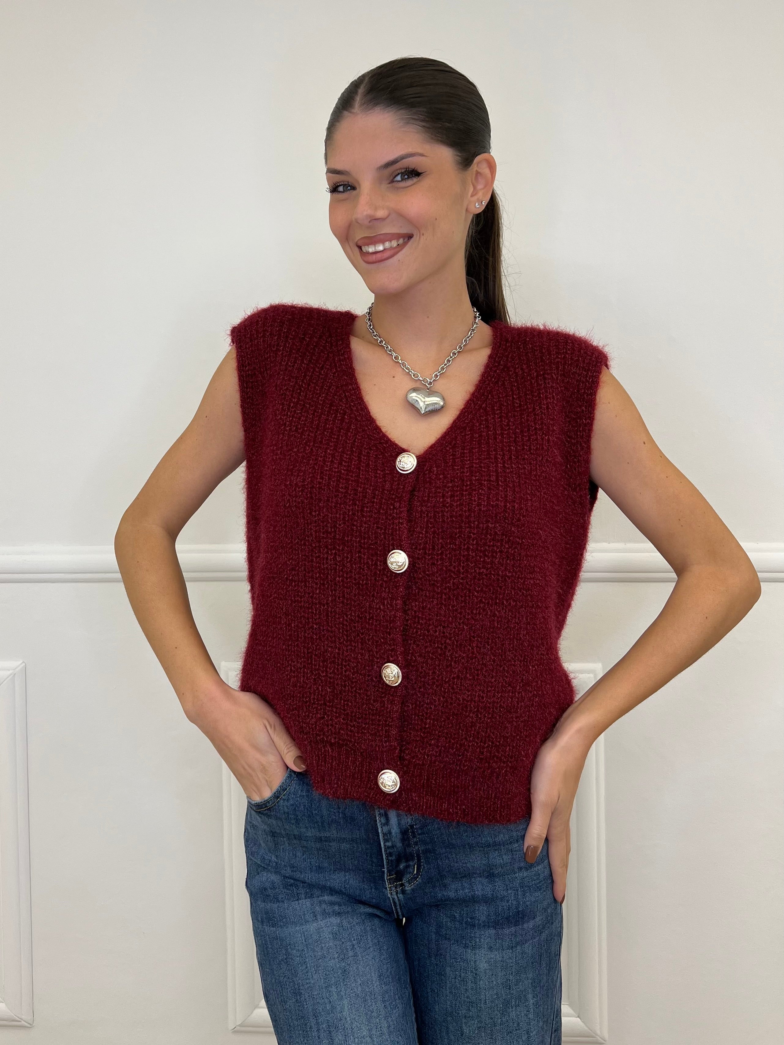 Gilet Effetto Mohair 8889 Bordeaux
