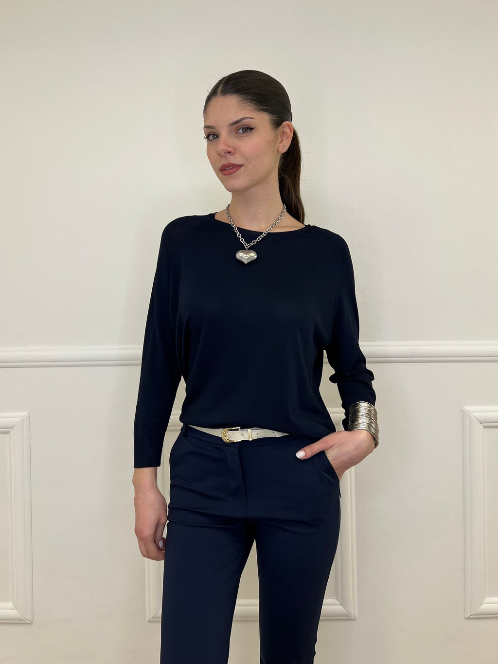 Maglia in Filo di Viscosa J185 Blu