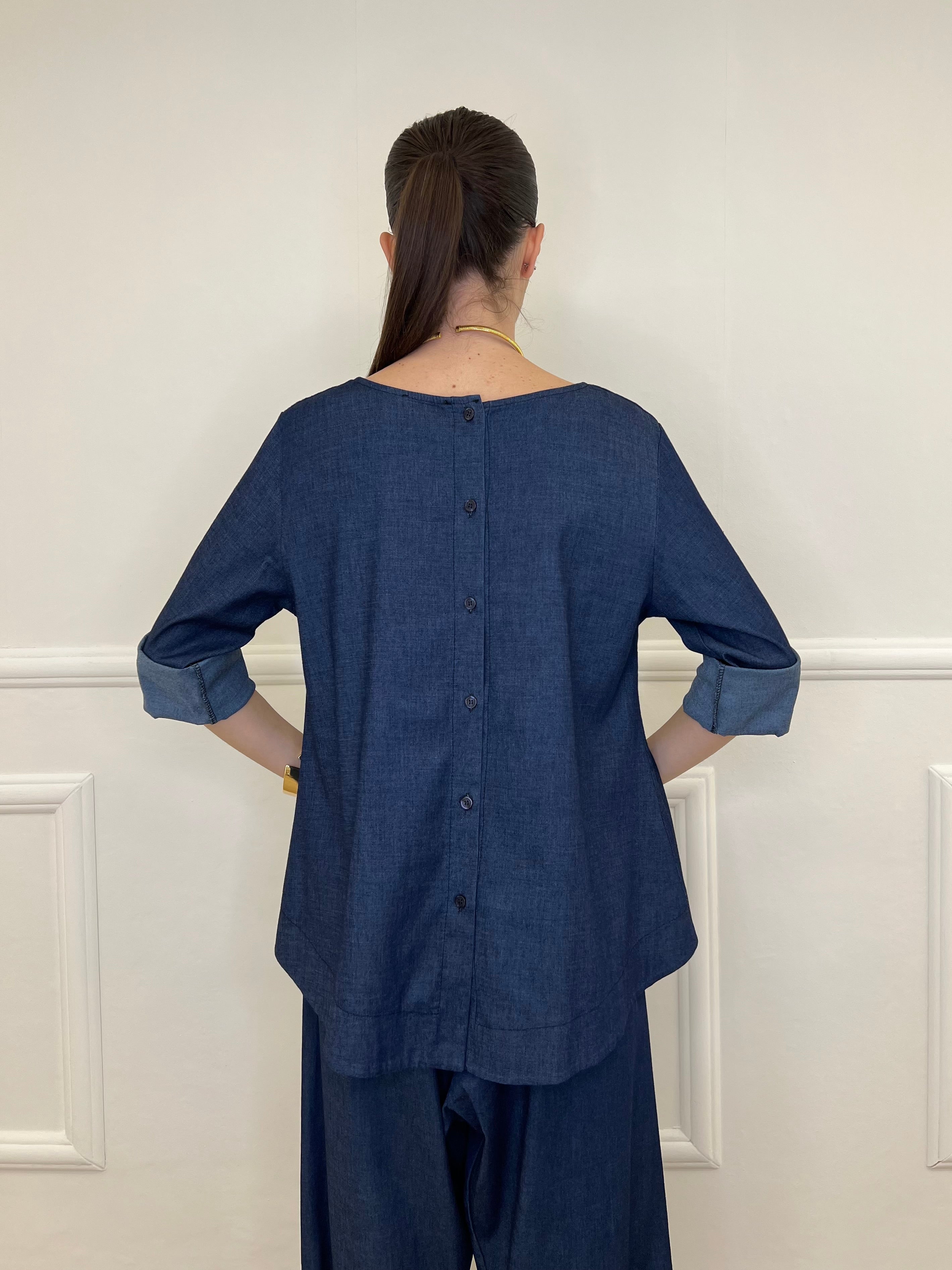 Blusa Chambray Bottoni 2546 Blu