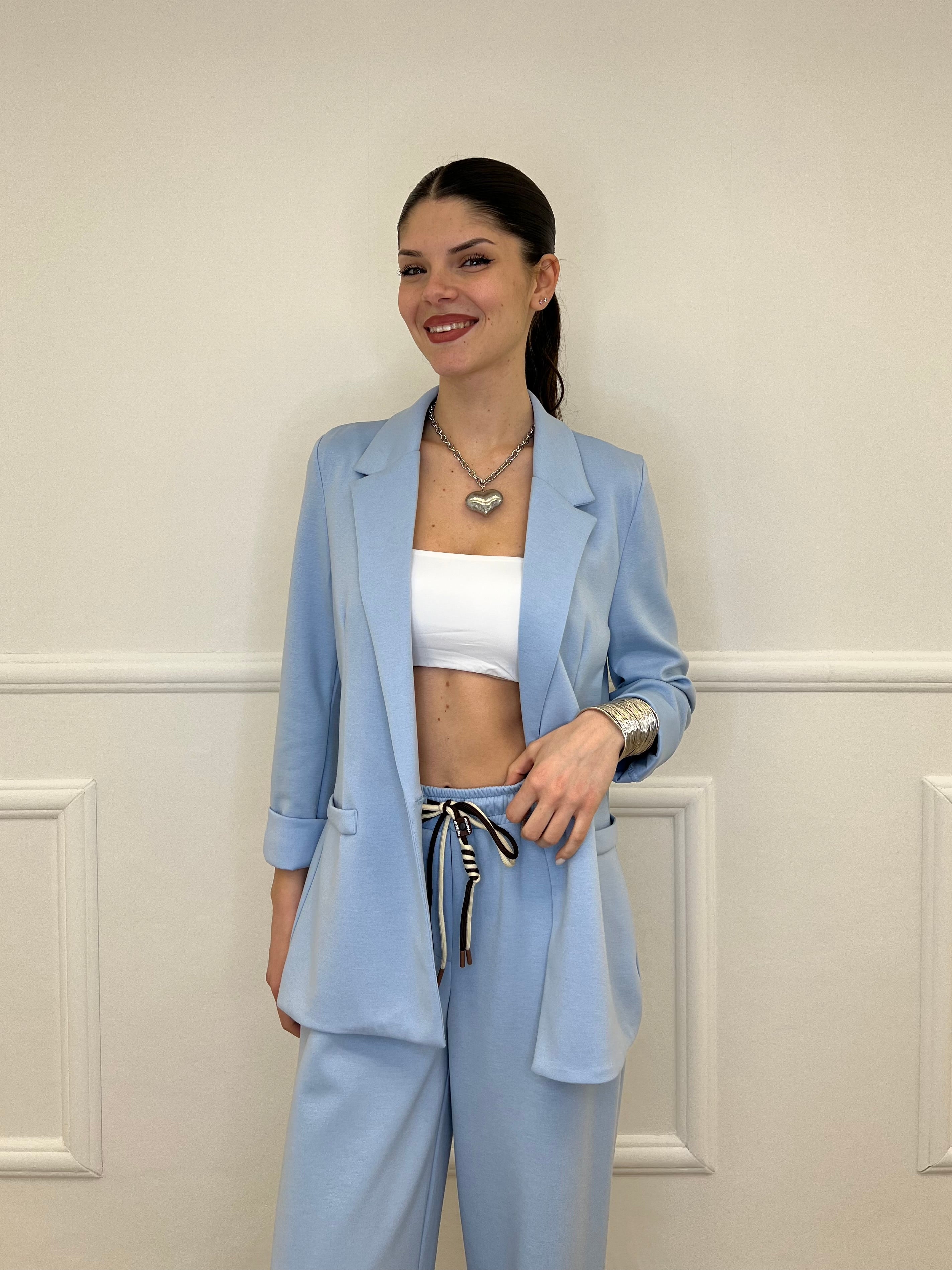 Blazer in Viscosa 27435 Azzurro