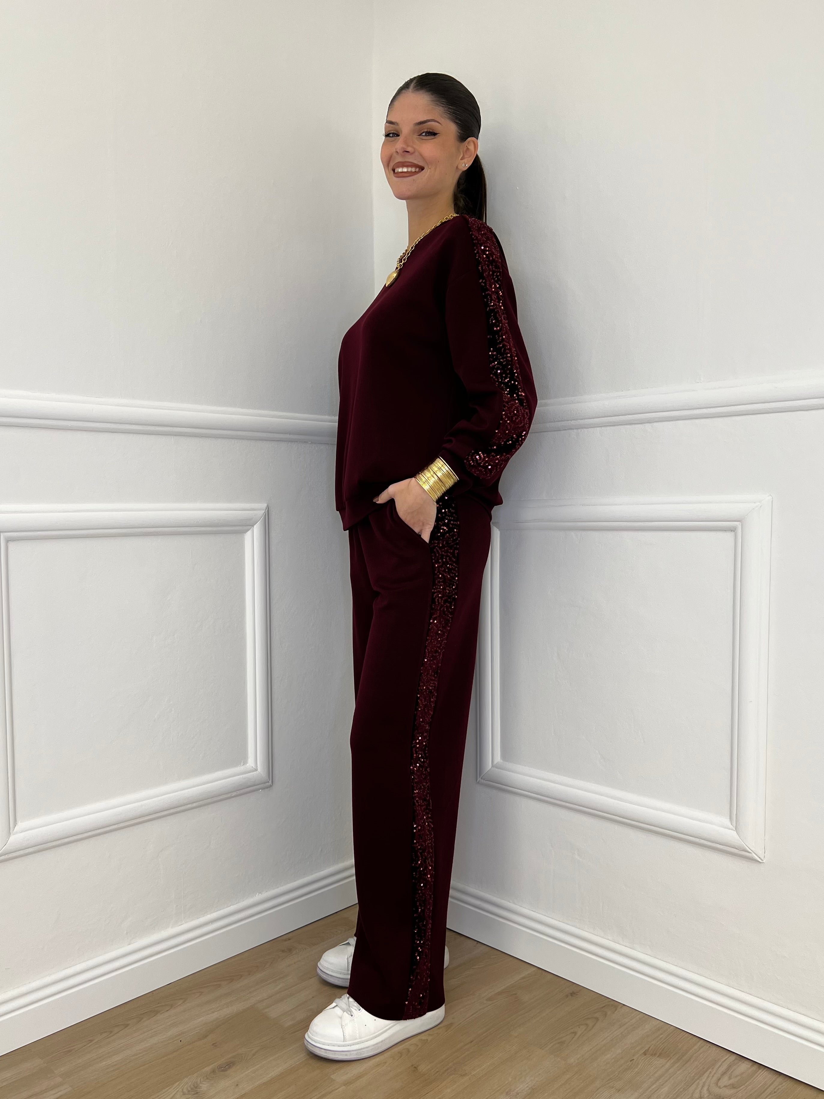 Tuta con Paillettes 21172 Burgundy