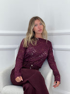 Maglia Pizzo Velluto D28875 Burgundy