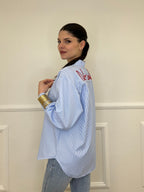 Camicia No Vabbè a Righe 5081 Azzurro e Rosso