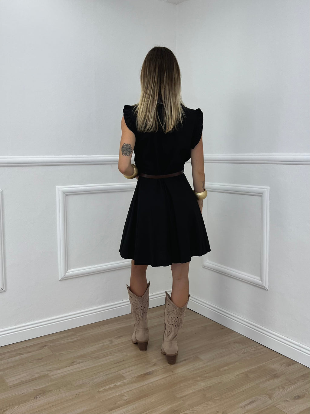Abito Corto Con Rouches 2629 Nero