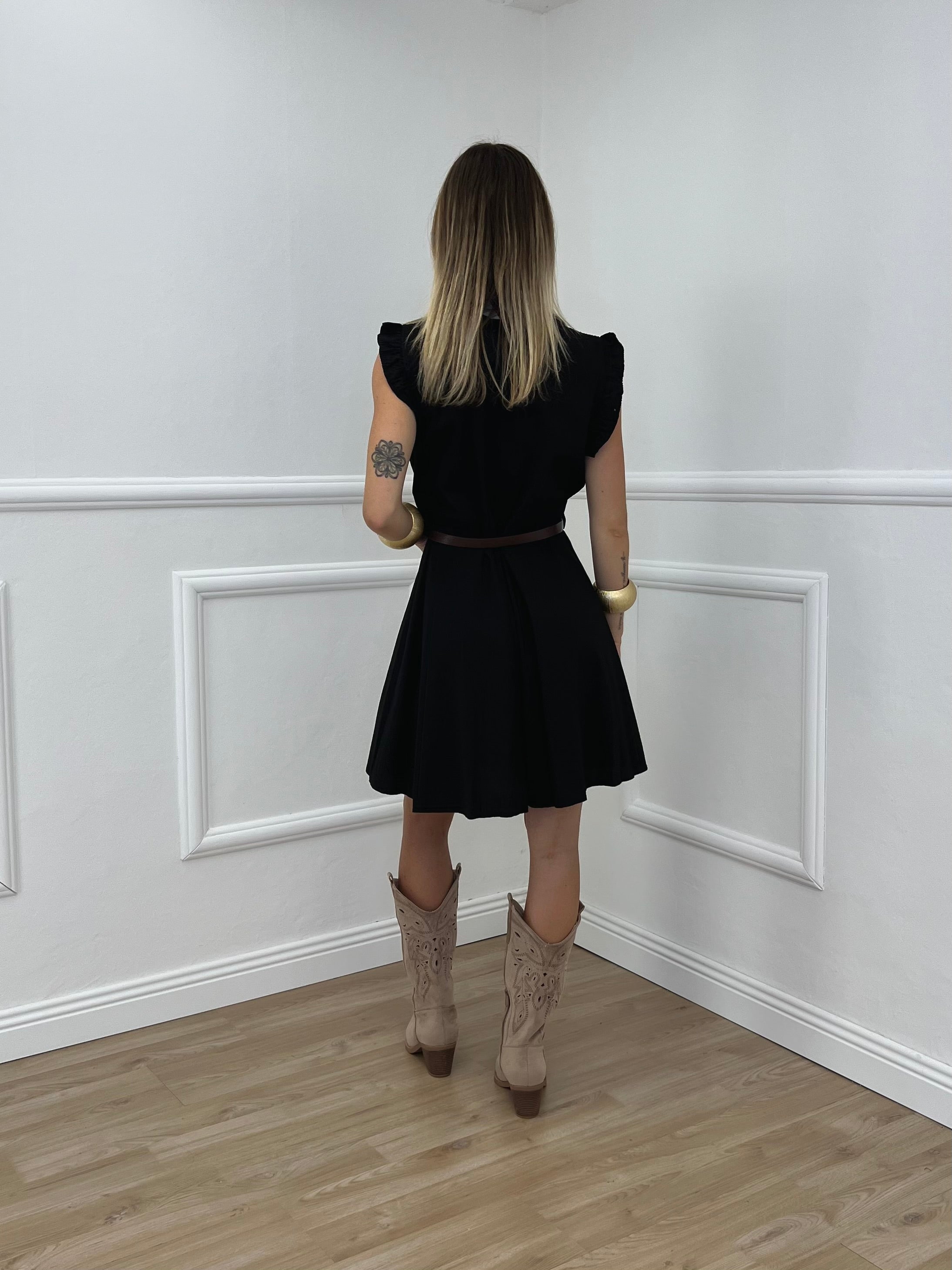 Abito Corto Con Rouches 2629 Nero