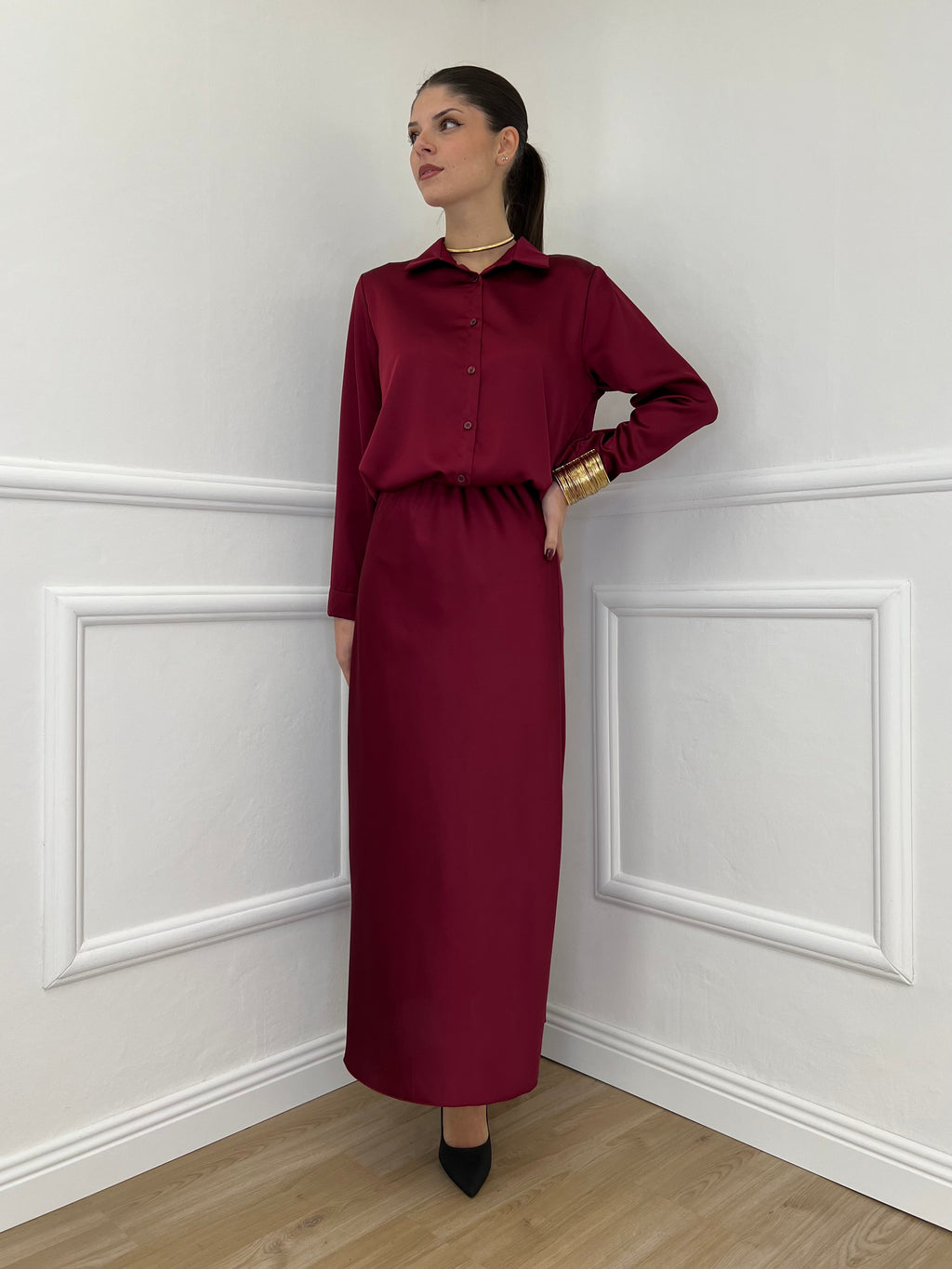 Camicia Satin 1081 Bordeaux