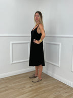 Vestito Corto In Crepe 11181 Nero