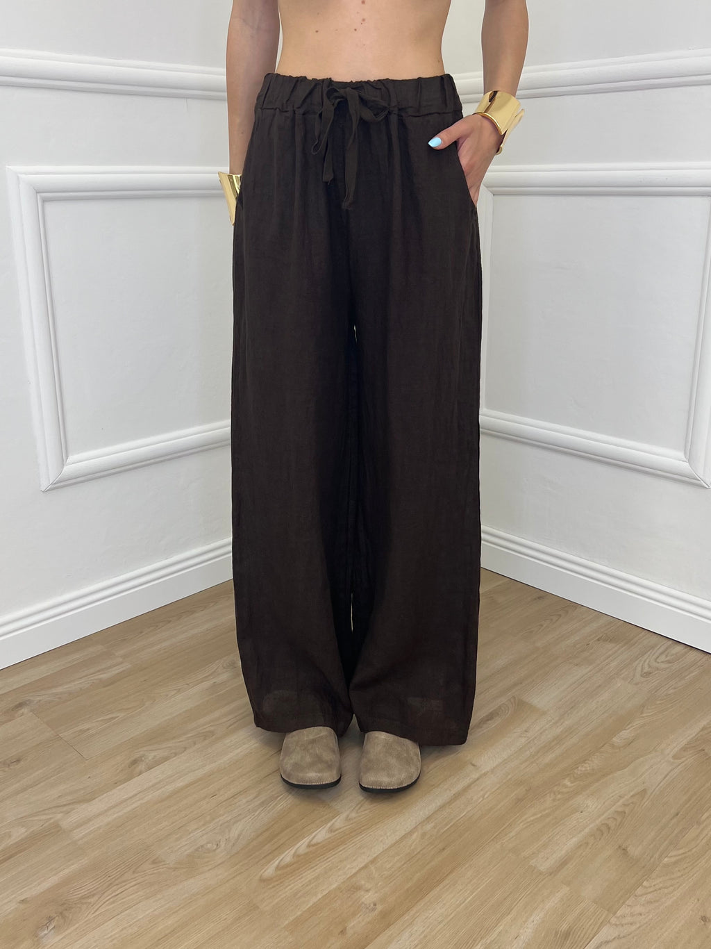 Pantalone Lino Coulisse 23216 Moro