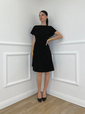 Vestito Con Drappeggio e Fiocco 4782 Nero
