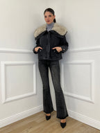 Fur Denim Jacket DL30037 Grey