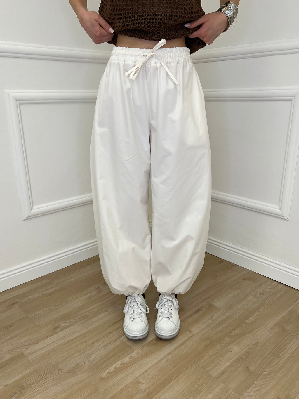 Pantalone Parachute Popeline 37199 Panna