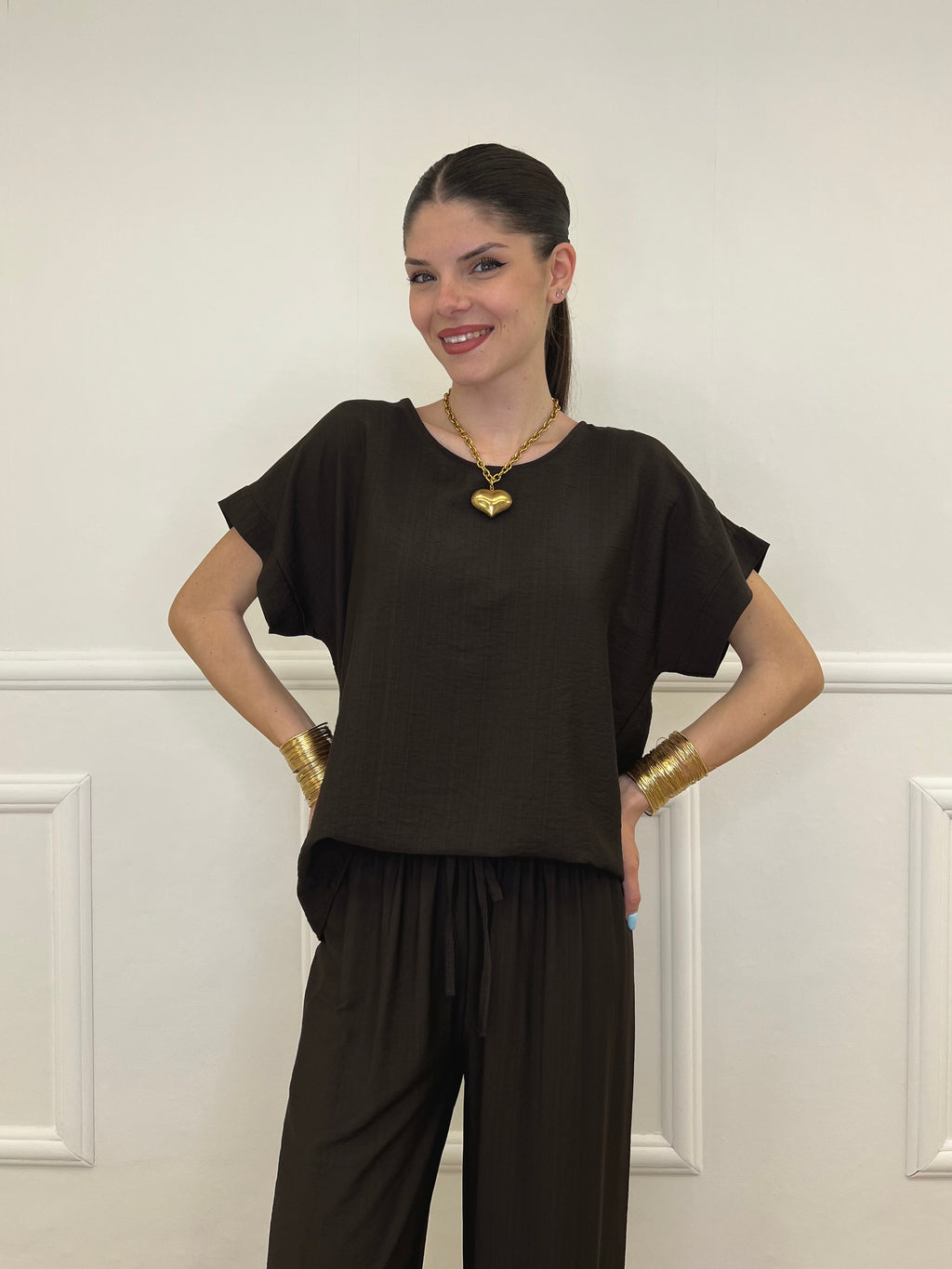 Completo Froissé In Viscosa 8262 Marrone