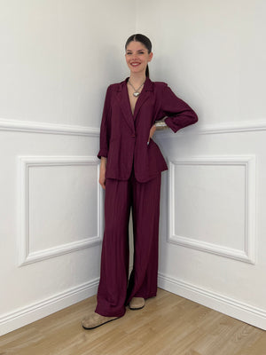 Tailleur In Lino e Tencel 26301 Burgundy
