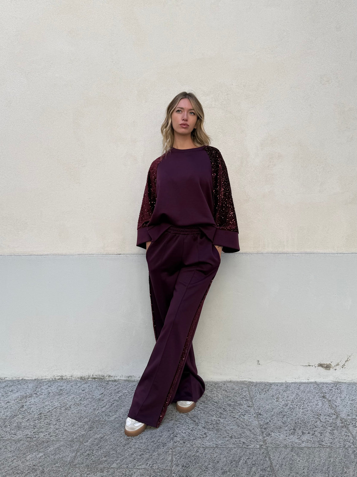 Tuta Inserti Paillettes L3110 Burgundy